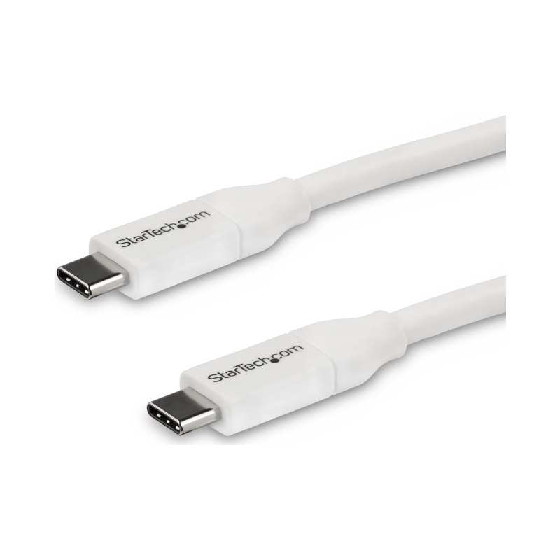 StarTech.com Câble de Charge Rapide USB-C de 4m, Charge et Synchronisation, 100W (5A) PD, USB 2.0, Certifié USB-IF - Cordon de Charge USB C Blanc