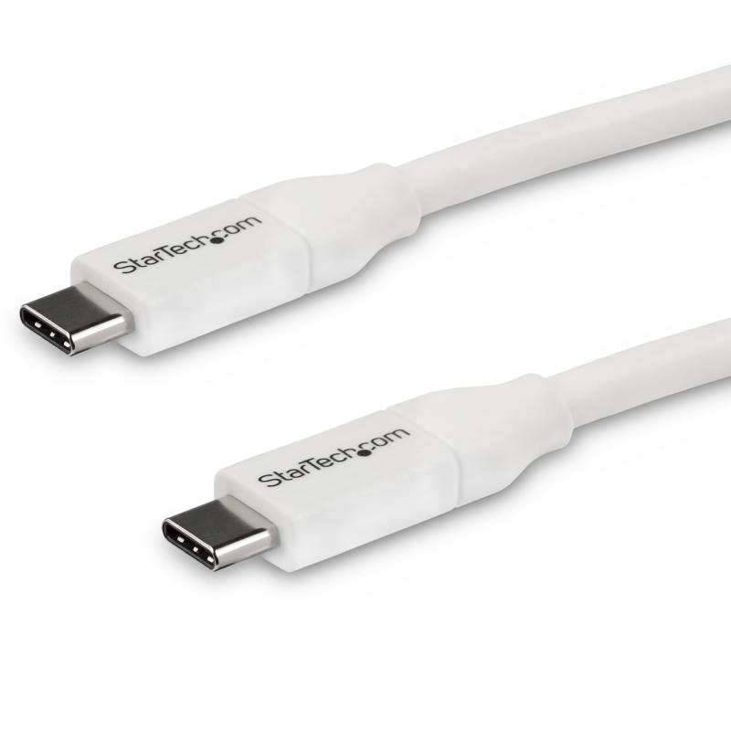 StarTech.com Câble de Charge Rapide USB-C de 4m, Charge et Synchronisation, 100W (5A) PD, USB 2.0, Certifié USB-IF - Cordon de Charge USB C Blanc