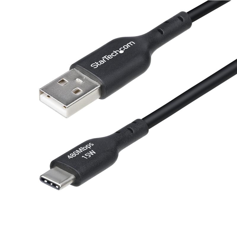 StarTech.com 3ft (91cm) USB-A to USB-C Charging Cable, Charge & Sync, 3A, USB 2.0, TPE Jacket - Black USB Charging Cord