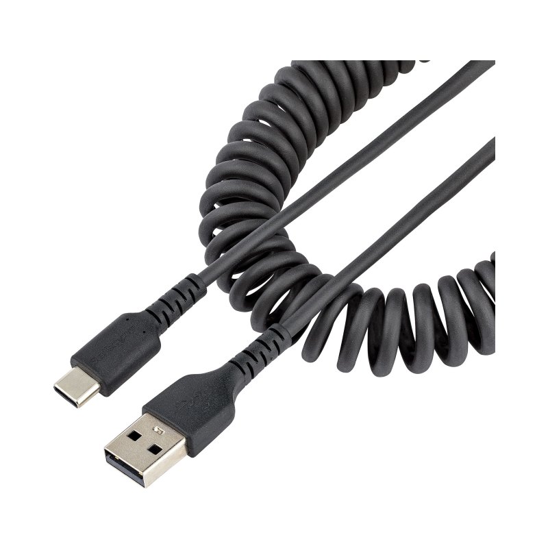 StarTech.com Câble de Charge Rapide USB-A vers USB-C de 1m, Robuste, Spiralé, Charge et Synchronisation, 3A, USB 2.0, Gaine TPE et Fibre d'Aramide - Cordon de Charge USB