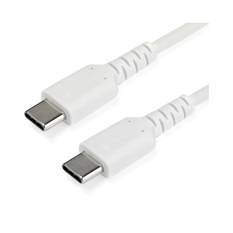 StarTech.com Câble de Charge Rapide USB-C de 2m, Robuste, Charge et Synchronisation, 60W (3A) PD, USB 2.0, Gaine TPE Blanche et Fibre d'Aramide - Cordon de Charge USB C