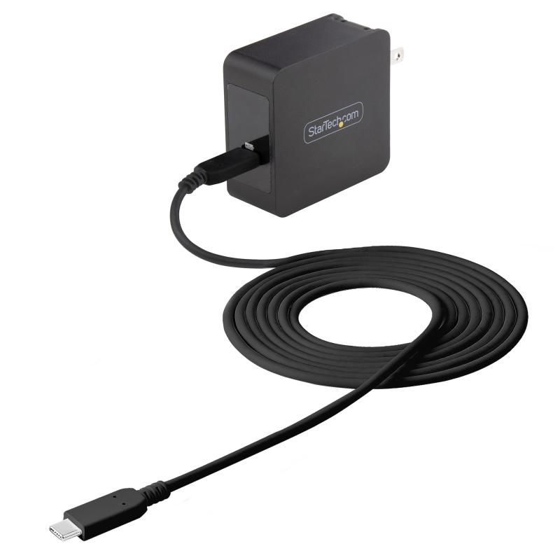 StarTech.com Chargeur mural USB-C - Chargeur d'ordinateur portable USB-C 60W PD - Câble de 6 pieds/2 m - Adaptateur d'alimentation compact universel de type C - Dell XPS, Lenovo X1 Carbon, HP EliteBook, MacBook - Certifié USB IF/ETL