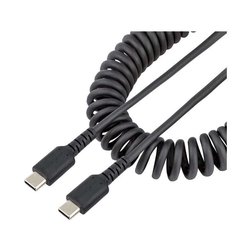 StarTech.com Câble de Charge Rapide USB-C de 1m, Robuste, Spiralé, Charge et Synchronisation, 3A, USB 2.0, Gaine TPE et Fibre Aramide - Cordon de Charge USB C