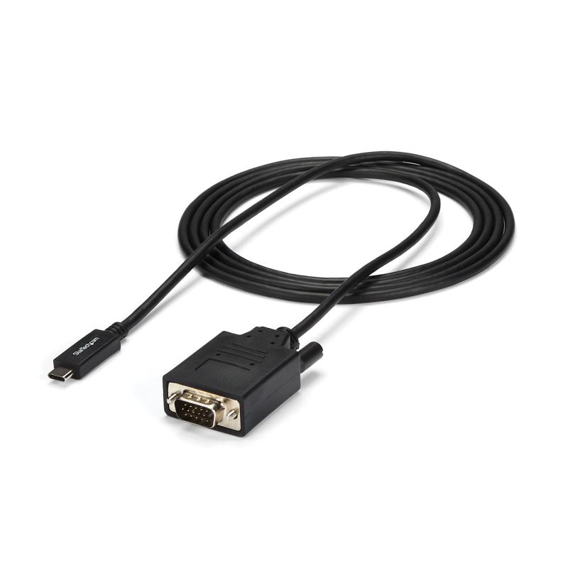 StarTech.com Câble USB C vers VGA de 2m - Adaptateur Vidéo Actif USB Type C vers VGA 1920x1200/1080p - Compatible TB3 - Ordinateur Portable vers Écran/Projecteur VGA - DP Alt Mode HBR2
