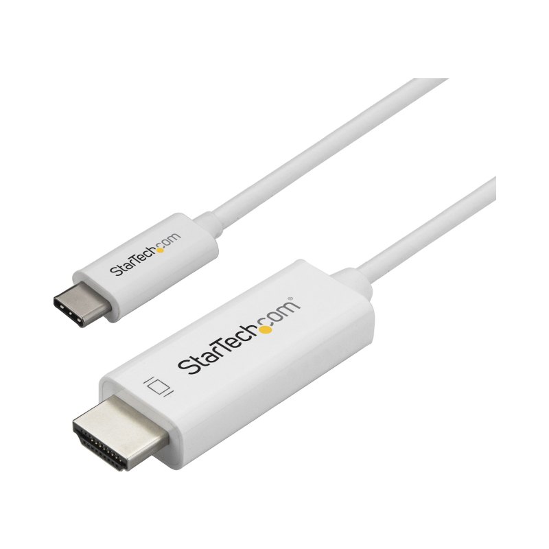 StarTech.com Adaptateur USB-C vers HDMI de 1m - Câble Vidéo USB Type C vers HDMI 2.0 - 4K60Hz - Compatible Thunderbolt 3 - Convertisseur USB-C à HDMI - DP 1.2 Alt Mode HBR2 - Blanc