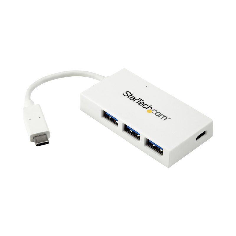 StarTech.com Hub USB-C à 4 Ports avec 1x USB-C & 3x USB-A SuperSpeed - Alimenté par Bus - Hub USB 3.0 Portable - USB 3.2 Gen 1 (5Gbps) Type-C - Blanc