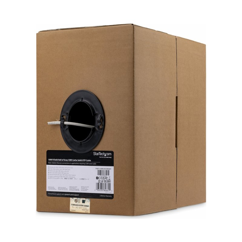 StarTech.com Câble Ethernet Cat 5e en Vrac - 304,8 m - Solide - Classé CMR - Gris - Conforme TAA