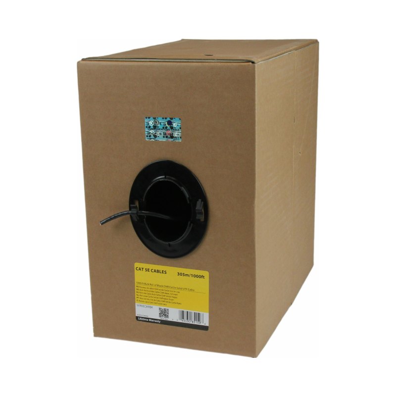 StarTech.com Câble Ethernet Cat 5e en Vrac - 304,8 m - Solide - Classé CMR - Noir - Conforme TAA