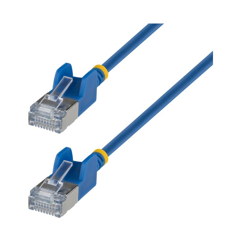 StarTech.com 6in Blue Ultra Slim Cat6A Ethernet Cable, Snagless, FTP, Pure Bare Copper Wire, 34AWG Ultra Slim RJ45 Network Patch Cord, Individually Tested