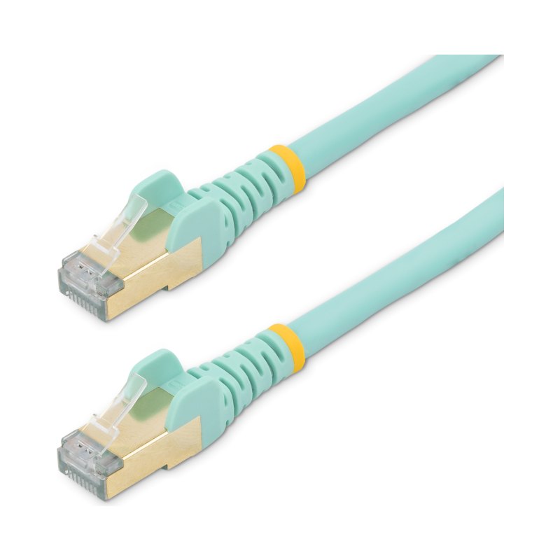 StarTech.com 3ft CAT6a Ethernet Cable - 10 Gigabit Shielded Snagless RJ45 100W PoE Patch Cord - 10GbE STP Network Cable w/Strain Relief - Aqua Individually Tested/Wiring is UL Certified/TIA