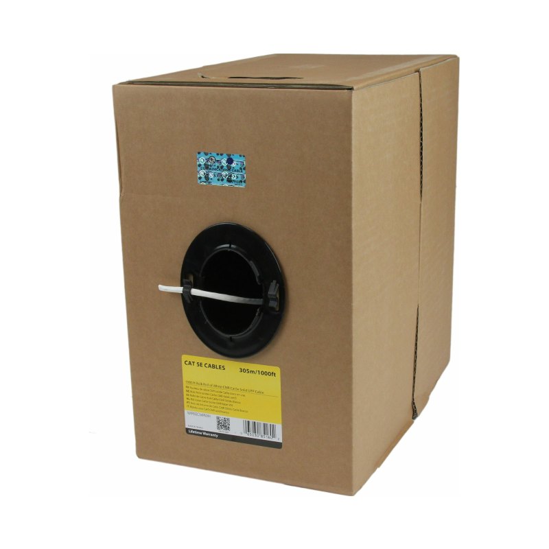 StarTech.com Câble Ethernet Cat 5e en Vrac - 304,8 m - Solide - Classé CMR - Blanc - Conforme TAA