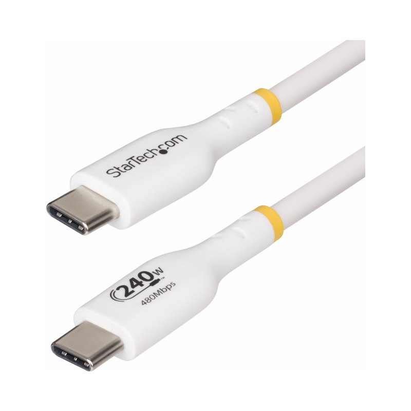 StarTech.com 13ft White USB-C Charging Cable, USB-IF Certified USB C Cable, 240W PD EPR, USB 2.0 Type-C Laptop Charger Cord, USB-C Data Transfer Cable, TPE Jacket