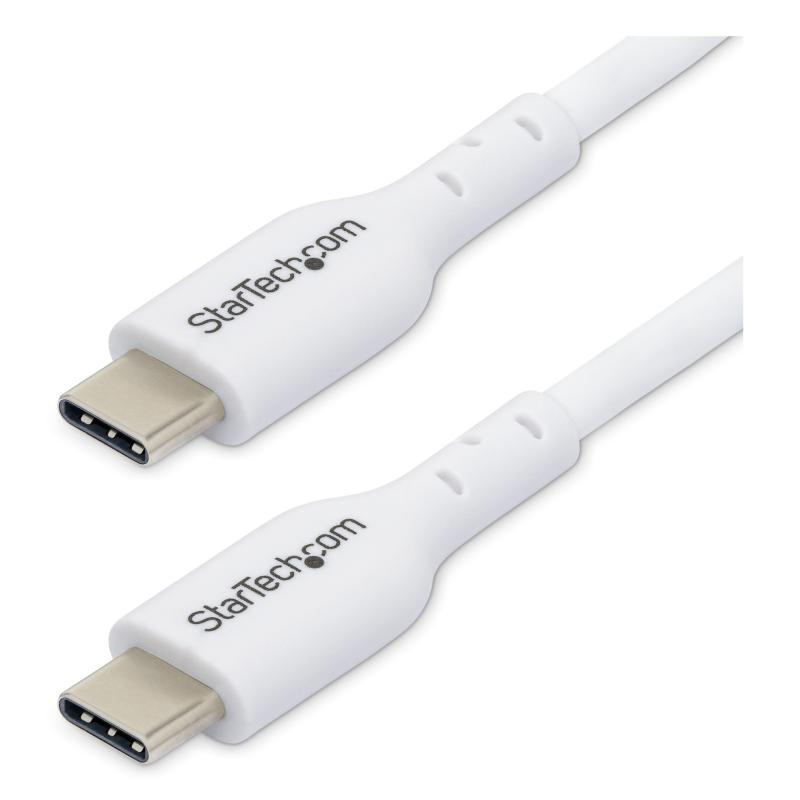 StarTech.com 10ft (3m) White USB-C Charging Cable, USB C Cable, USB 2.0 Type-C Laptop Charger Cord, 60W 3A Power Delivery, TPE Jacket, USB-C Data Transfer Cable, M/M