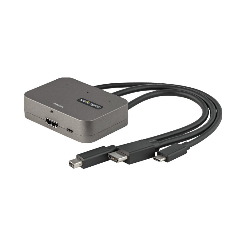 StarTech.com Adaptateur MultiPorts 3-en-1 vers HDMI - Convertisseur USB-C 4K 60Hz, HDMI ou Mini DisplayPort vers HDMI pour Salles de Conférences - Adaptateur Digital AV Video pour Écrans/Affichages HDMI