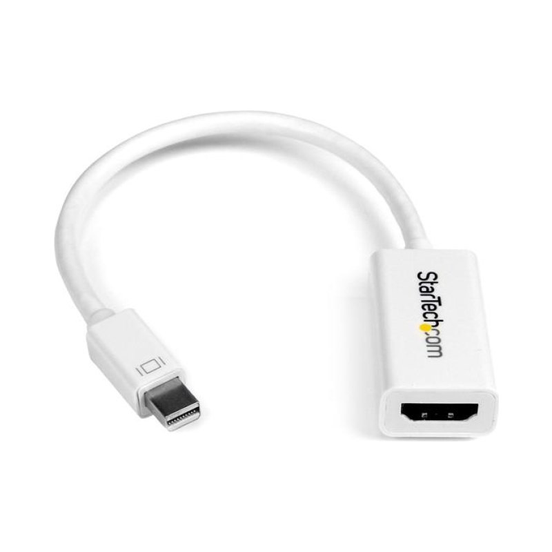 StarTech.com Mini DisplayPort to HDMI Adapter - Active mDP to HDMI Video Converter - 4K 30Hz - Mini DP or Thunderbolt 1/2 Mac/PC to HDMI Monitor/TV/Display - mDP 1.2 to HDMI Adapter Dongle - White