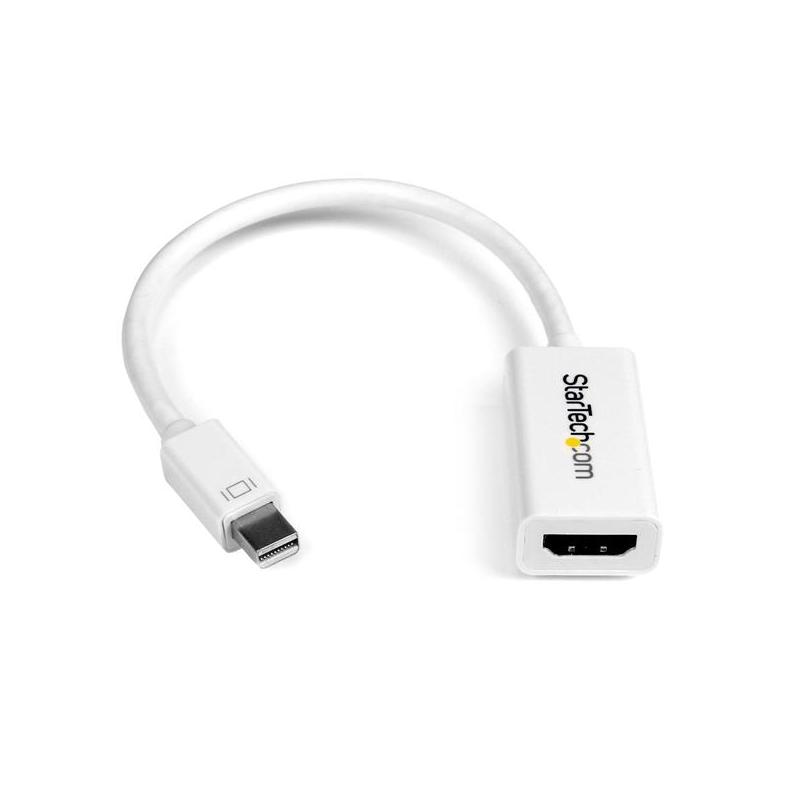 StarTech.com Mini DisplayPort to HDMI Adapter - Active mDP to HDMI Video Converter - 4K 30Hz - Mini DP or Thunderbolt 1/2 Mac/PC to HDMI Monitor/TV/Display - mDP 1.2 to HDMI Adapter Dongle - White