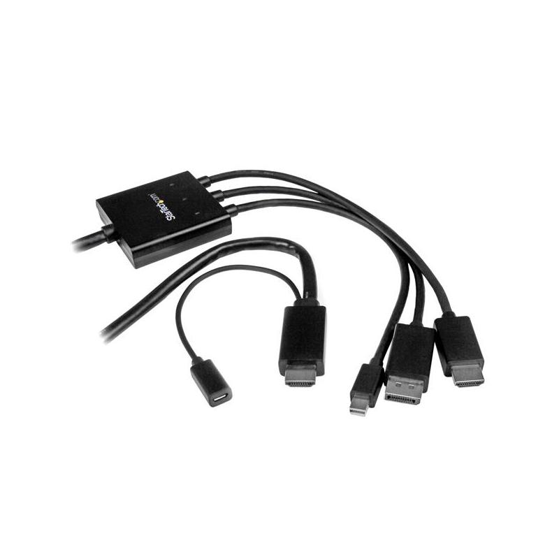 StarTech.com Câble adaptateur HDMI, DisplayPort ou Mini DisplayPort vers HDMI de 2 m - Noir