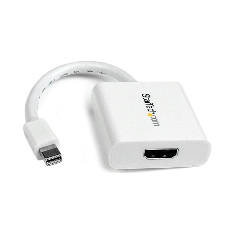 StarTech.com Mini DisplayPort to HDMI Adapter - mDP to HDMI Video Converter - 1080p - Mini DP or Thunderbolt 1/2 Mac/PC to HDMI Monitor/Display/TV - Passive mDP 1.2 to HDMI Dongle - White