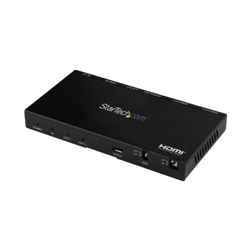 StarTech.com 2-Port HDMI Splitter (1x2) - 4K 60Hz UHD HDMI 2.0 Audio Video Splitter w/ Scaler & Audio Extractor (3.5mm/SPDIF) - Dual HDMI Splitter (1-In 2-Out) - EDID Copy - TV/Projector
