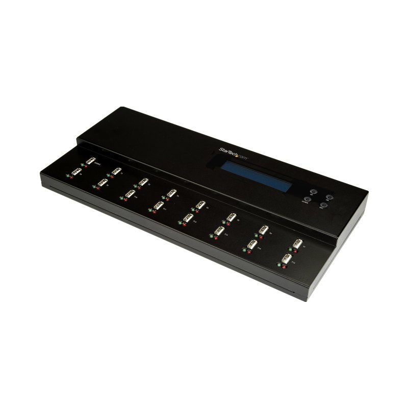 StarTech.com Standalone 1 to 15 USB Thumb Drive Duplicator and Eraser, Multiple USB Flash Drive Copier, System and File and Whole-Drive Copy at 1.5 GB/min, Single and 3-Pass Erase, LCD Display - TAA