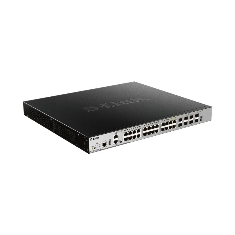 D-Link 24 Port PoE L3 Stackable Managed Gigabit Switch including 4 x 1000BaseT/SFP & 4 x 10GE SFP+