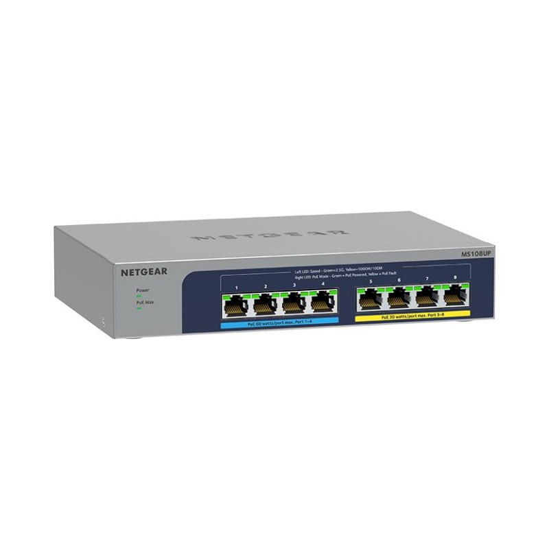 NETGEAR MS108UP Unmanaged 2.5G Ethernet (100/1000/2500) Power over Ethernet (PoE)