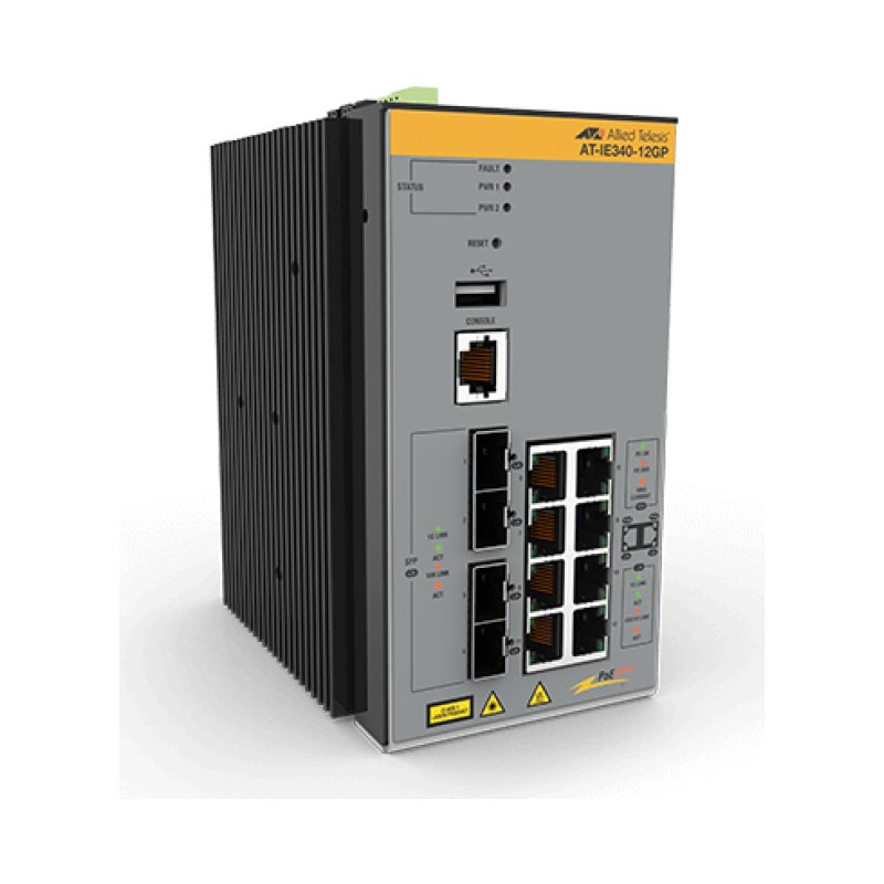 Allied Telesis AT-IE340-12GP-80 Managed L3 Gigabit Ethernet (10/100/1000) Power over Ethernet (PoE) Grey