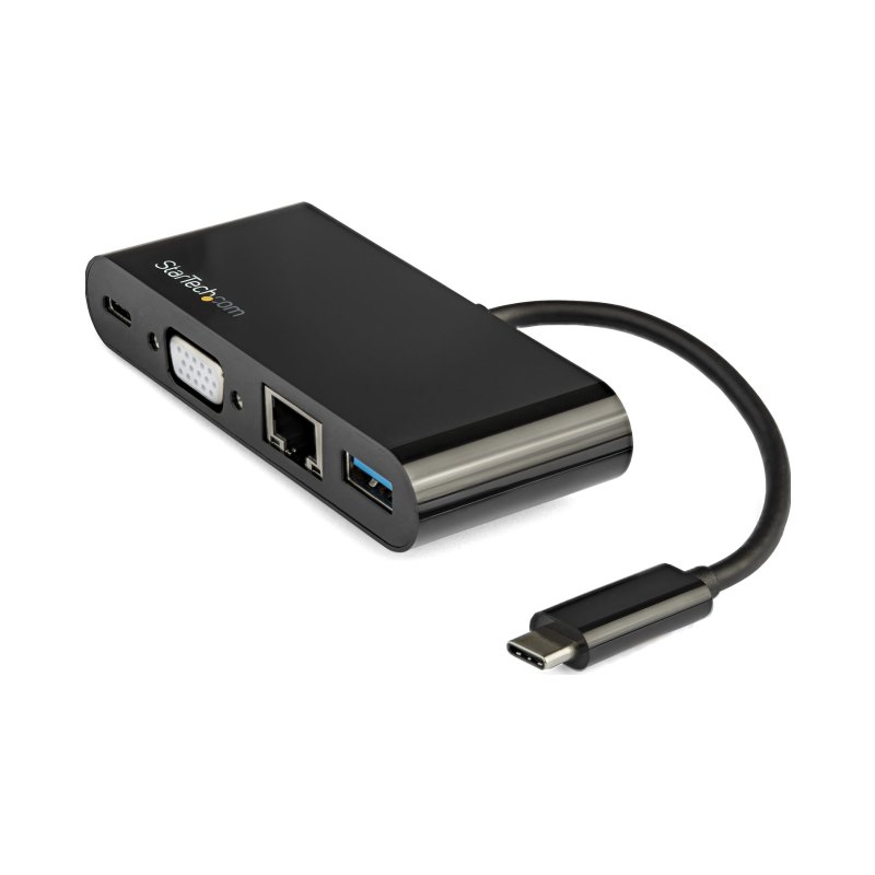 StarTech.com Adaptateur Multiport USB-C - Mini Dock USB-C avec Sortie Vidéo VGA 1080p - Power Delivery Passthrough 60W - USB 3.1 Gen 1 Type-A 5Gbps, Gigabit Ethernet - Station d'Acceuil