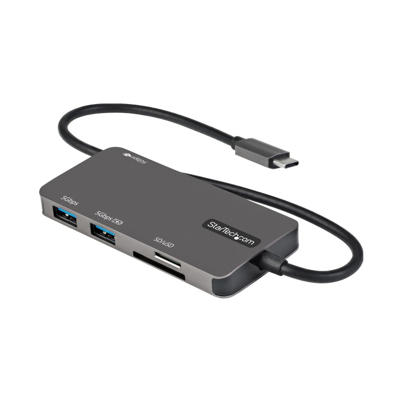 StarTech.com Adaptateur Multiport USB-C - USB Type C vers HDMI 4K, Alimentation 100W Passthrough, SD/MicroSD, Hub USB 3 Ports USB 3.0 - Mini Dock USB-C - Câble Intégré 30cm
