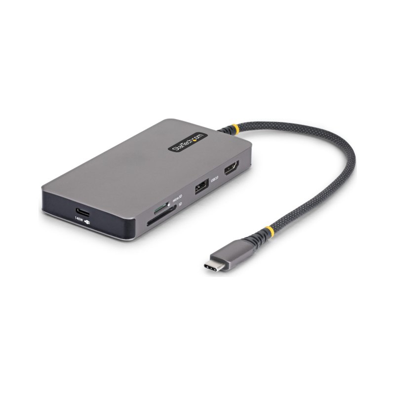 StarTech.com Adaptateur Multiport USB-C avec HDMI 4K 60Hz, 140W Power Delivery, Hub USB 10Gbps, GbE, Slots SD et MicroSD, Mini Dock Plug-and-Play pour PC Dell, HP, Lenovo