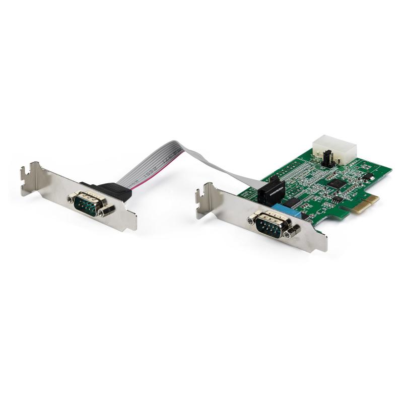 StarTech.com Carte Adaptateur Série RS232 PCI Express à 2 port - Carte Contrôleur Hôte Série PCIe RS232 - PCIe vers Série DB9 - 16950 UART - Carte d'Extension Profil Bas - Windows et Linux