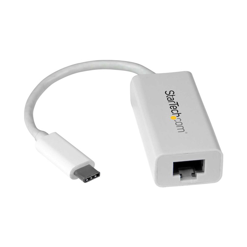 StarTech.com USB-C to Gigabit Ethernet Adapter, White, Thunderbolt 3 Compatible, Windows & Mac, RJ45 LAN Network Converter