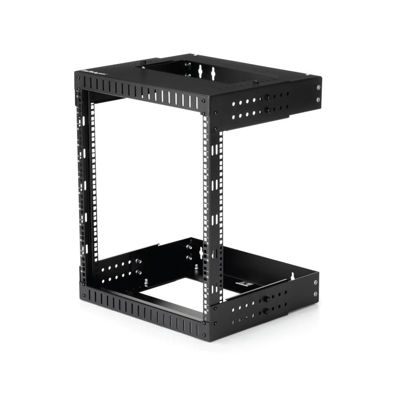 StarTech.com Rack Réseau Mural 12U à 2 Montants, Rack Serveur 19" à Cadre Ouvert avec Profondeur Ajustable, Rack de Données Mural pour IT/AV/Panneau de Patch/ Equipement IT - Écrous et Vis de Fixation Inclus