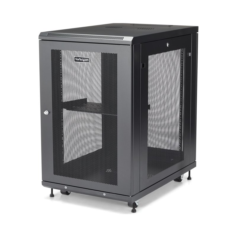 StarTech.com Armoire Rack Serveur 18U à 4 Montants, Armoire Verrouillable 19" pour Ordinateur/AV/Équipement IT, Rack Réseau pour Bureau/Domicile avec Roulettes et Rails de Montage Ajustables