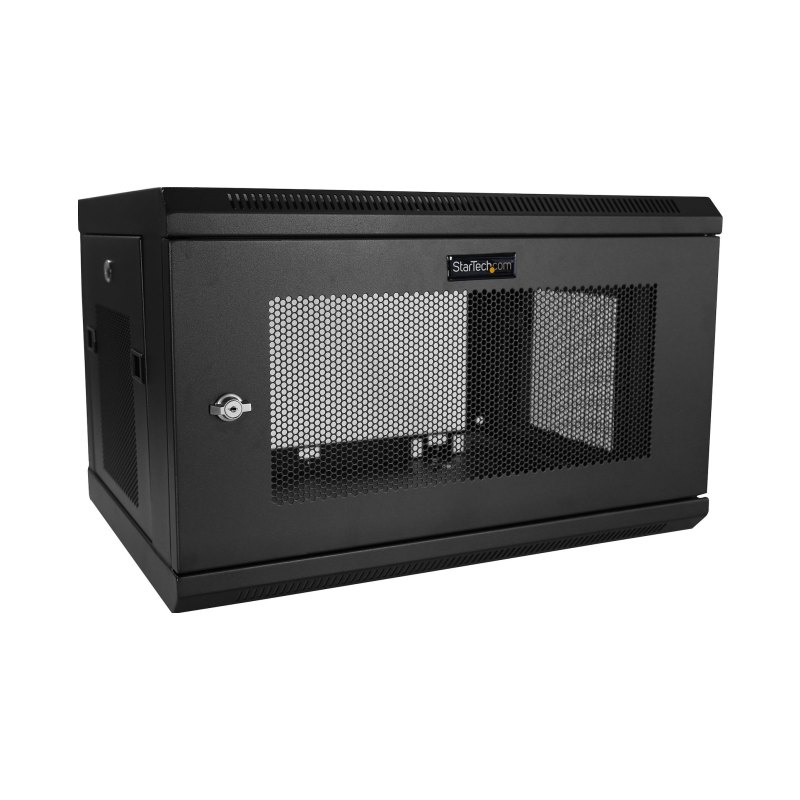 StarTech.com Armoire Réseau Murale à 2 Montants 6U avec Étagère 1U, Armoire Serveur Murale 19" à Charnières pour Équipement IT/AV/Électronique/Ordinateur, Armoire Rack Ventilée Flexible