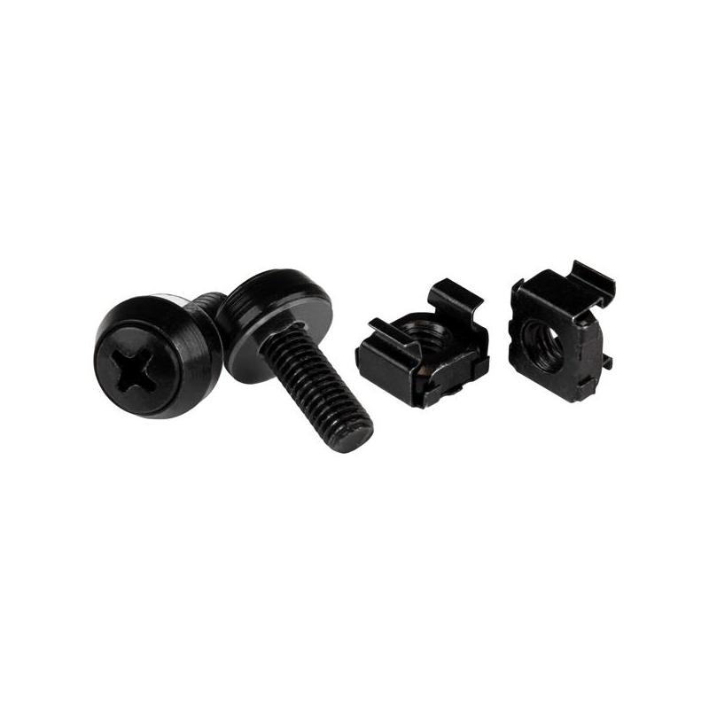 StarTech.com Lot de 50 Vis M6 de 12mm, Écrous Cage à Trou Carré et Outil d'Installation, Kit de Fixation pour Baies de Serveurs, Armoires et Boîtiers de 19" ou 10", Noir - TAA