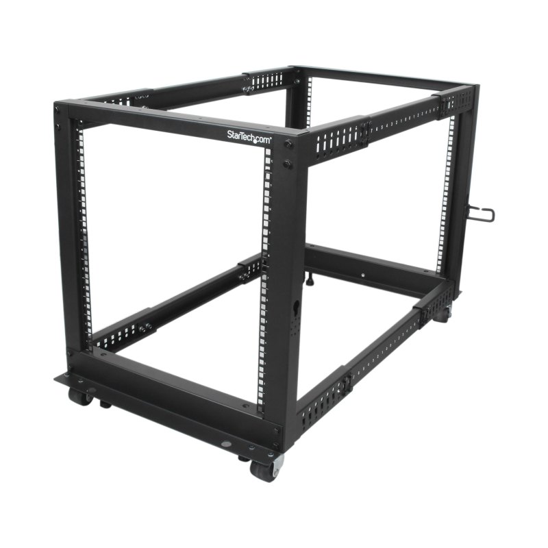 StarTech.com 12U 4-Post Server Rack, 19in Open Frame Rack with 40in (101cm) Mounting Depth and 1200lb (544kg) Weight Capacity, Mobile or Floor Mount IT Rack