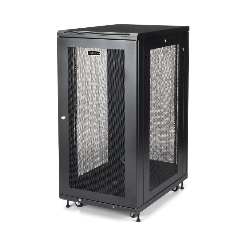 StarTech.com Armoire Rack Serveur 24U à 4 Montants, Armoire Verrouillable 19" pour Ordinateur/AV/Équipement IT, Rack Réseau pour Bureau/Domicile avec Roulettes et Rails de Montage Ajustables