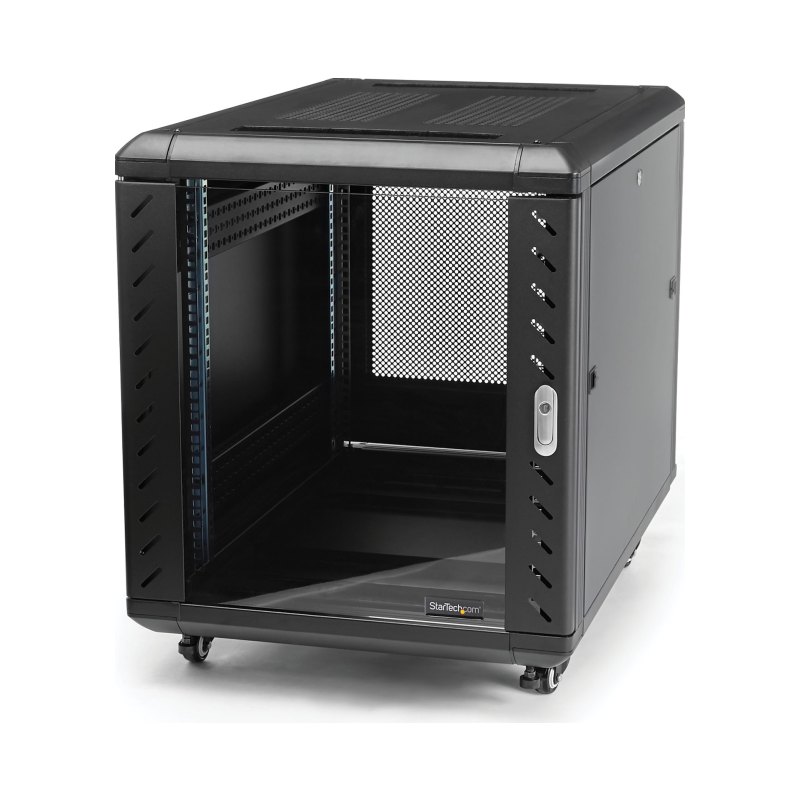 StarTech.com Armoire Rack Serveur 12U à 4 Montants, Armoire Verrouillable 19" pour Ordinateur/AV/Équipement IT, Rack Réseau pour Bureau/Domicile avec Roulettes et Rails de Montage Ajustables