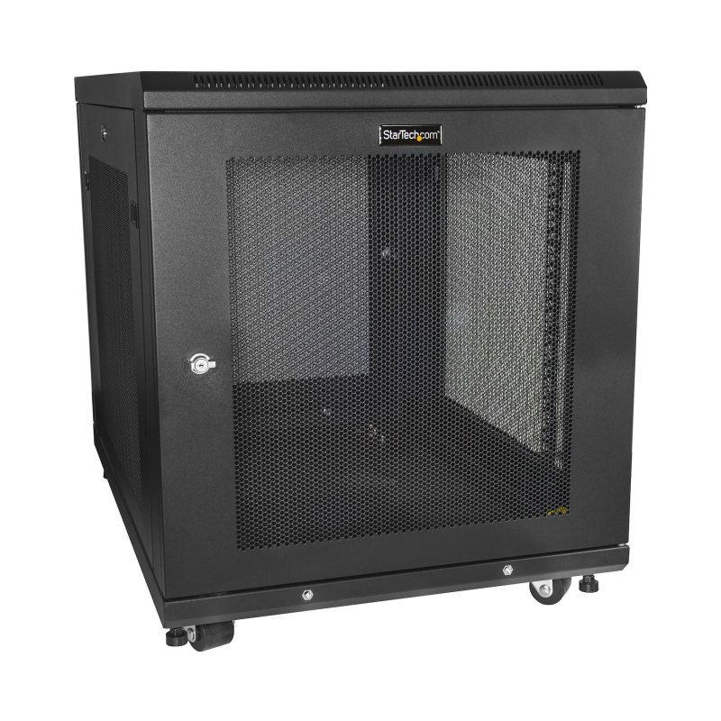 StarTech.com Armoire Rack Serveur 12U à 4 Montants, Armoire Verrouillable 19" pour Ordinateur/AV/Équipement IT, Rack Réseau pour Bureau/Domicile avec Roulettes et Rails de Montage Ajustables