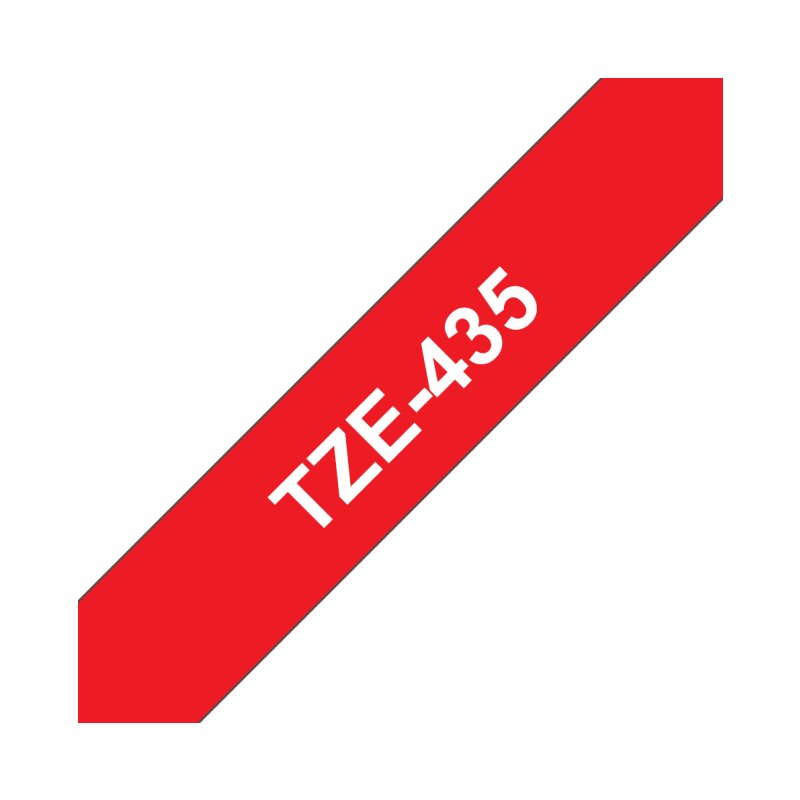 Brother TZE-435 label-making tape White on red