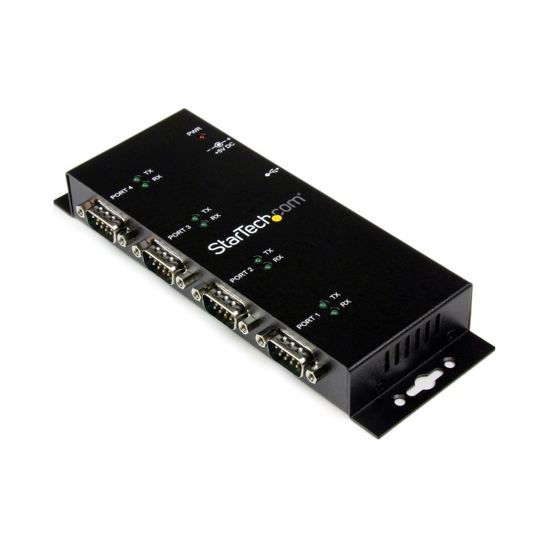 StarTech.com Hub adaptateur USB vers série DB9 RS232 4 ports – Montage sur rail DIN industriel et mural