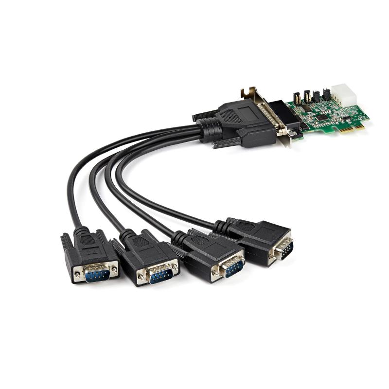 StarTech.com Carte Adaptateur Série RS232 PCI Express à 4 Ports - Carte Contrôleur Hôte Série PCIe RS232 - Carte PCIe vers Série DB9 - 16950 UART - Carte d'Extension Low Profile - Windows et Linux