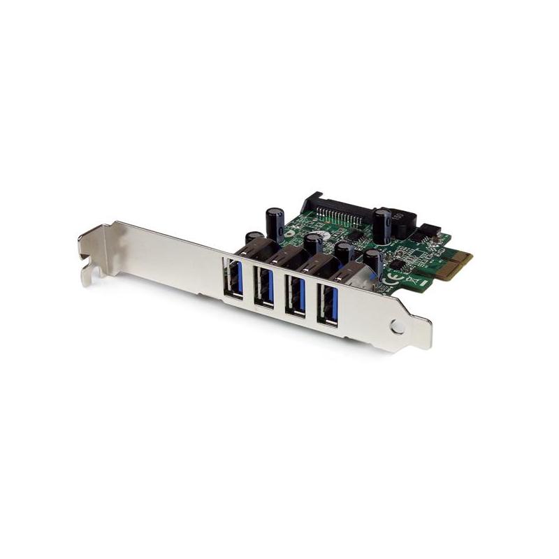 StarTech.com Carte contrôleur PCI Express à 4 ports USB 3.0 (5Gbps) SuperSpeed - Adaptateur PCIe avec UASP et alimentation SATA