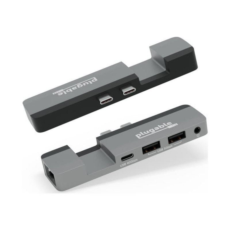 Plugable Technologies 5-in-1 USB C Hub Multiport Adapter for MacBook Pro 14/16 Inch, Macbook Air M2 - USB-C 40Gbps Port Compatible with Thunderbolt/USB4 and 100W PD, Supports MagSafe (Ethernet, 2x USB), Driverless