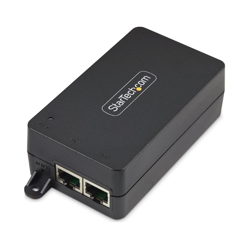 StarTech.com 1-Port 10Gbps PoE++ Injector, 60W, 2.5/5/10G Ethernet/10/100/1000M, PoE++ (802.3af/at/bt), Wall Mountable, Unmanaged Inline Power Over Ethernet, TAA