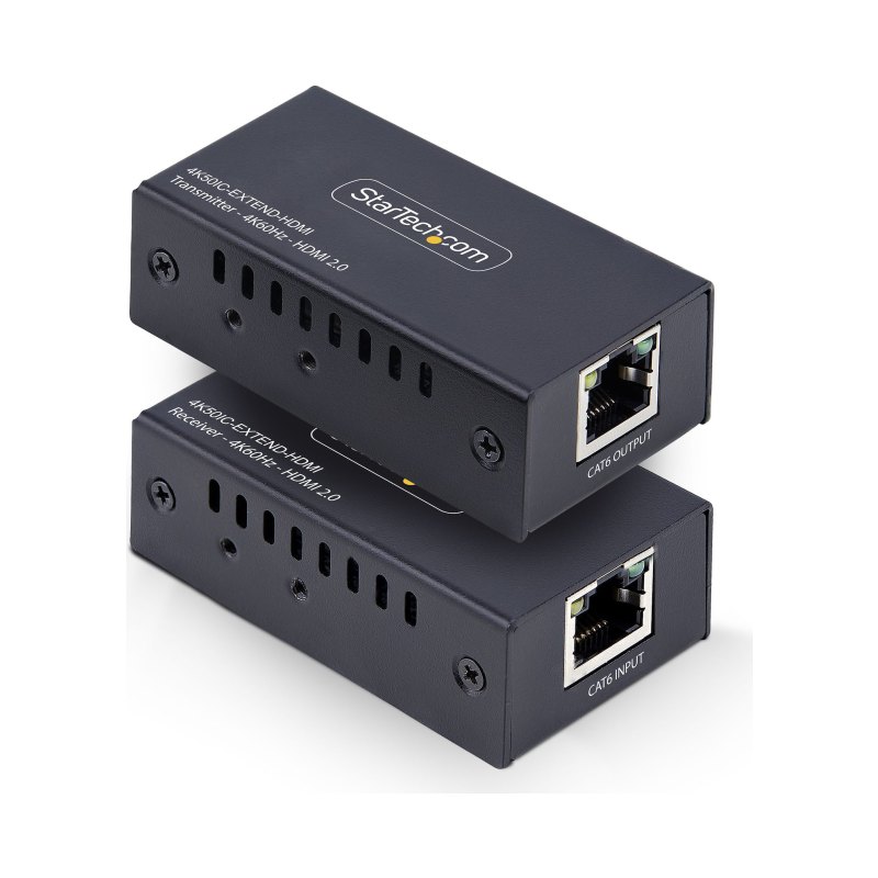 StarTech.com Prolongateur HDMI sur CAT5e/CAT6, 4K 60Hz, Jusqu'à 60m, Kit Émetteur et Récepteur, Alimentation par Câble, Facteur de Forme Compact
