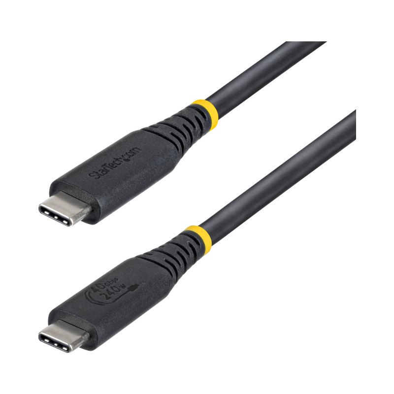 StarTech.com Câble USB4 de 50cm, 40 Gbps, Câble USB-C Certifié USB-IF, 240 W PD, 8K 60Hz/4K 240Hz DP2.1 DP40, Gaine TPE, Compatible Thunderbolt 4 - Cordon USB-C Noir