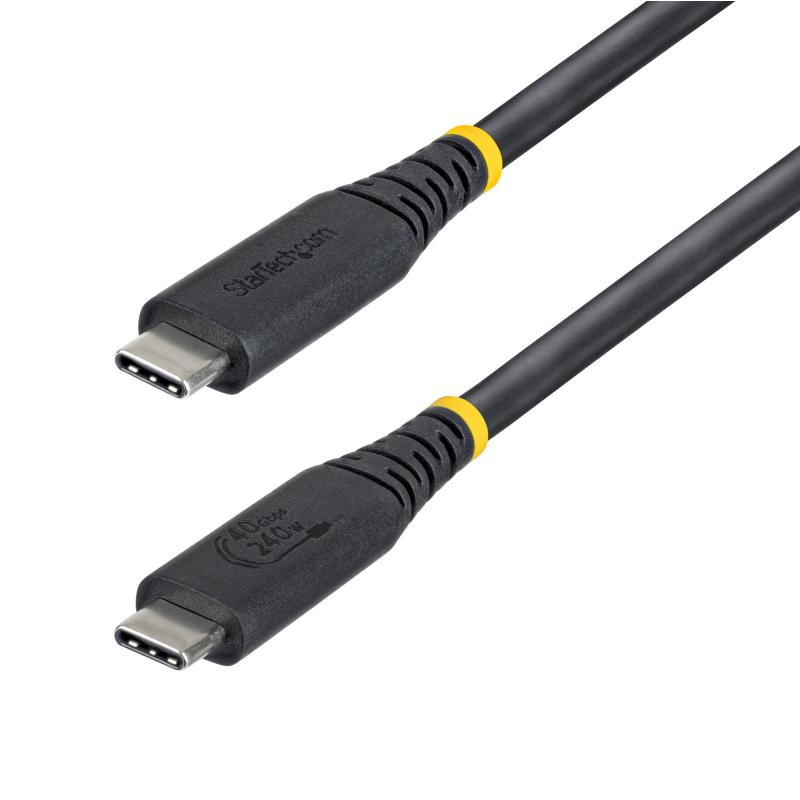 StarTech.com Câble USB4 de 50cm, 40 Gbps, Câble USB-C Certifié USB-IF, 240 W PD, 8K 60Hz/4K 240Hz DP2.1 DP40, Gaine TPE, Compatible Thunderbolt 4 - Cordon USB-C Noir