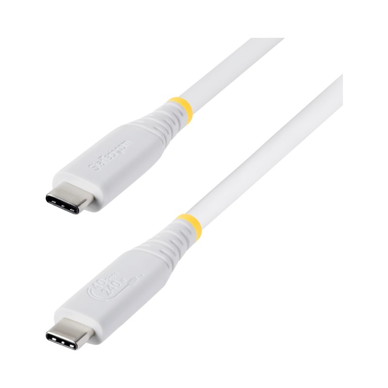 StarTech.com Câble USB4 de 50cm, 40 Gbps, Câble USB-C Certifié USB-IF, 240 W PD, 8K 60Hz/4K 240Hz DP2.1 DP40, Gaine TPE, Compatible Thunderbolt 4 - Cordon USB-C Blanc